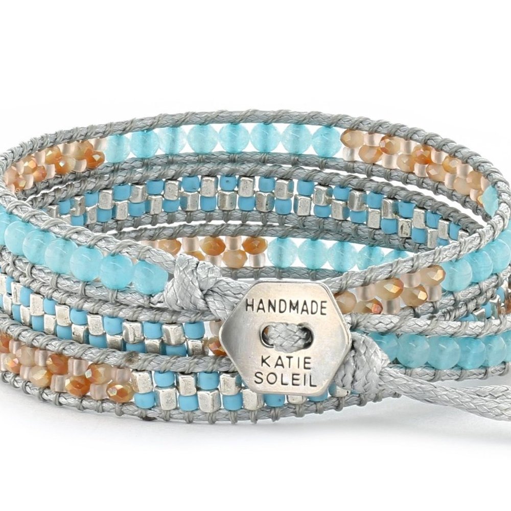 New Handmade Natural Stones 3 Wraps Bracelet - Picture 2 of 4